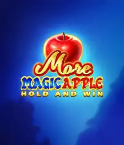 На изображении игрового автомата More Magic Apple от 3 Oaks Gaming, показывающего волшебный лес с яркими символами, включая замки, магические яблоки и известных сказочных героев. В центре виден название слота More Magic Apple, окруженный яркими и привлекательными изображениями, создающими атмосферу сказочного приключения.